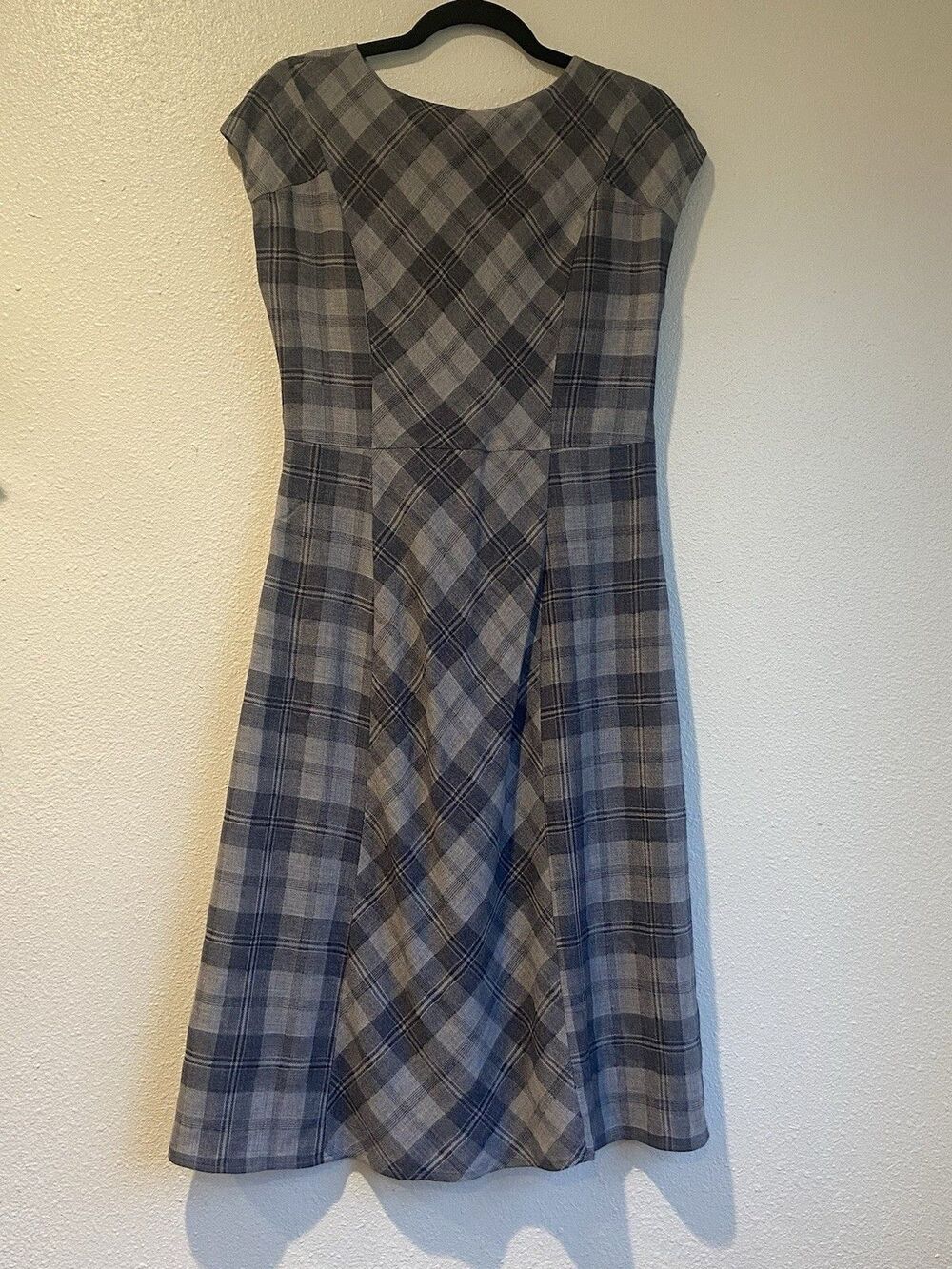 Sundance Womens Cap Sleeve a Line Dress Gray Plaid Dress - Picture 2 of 16